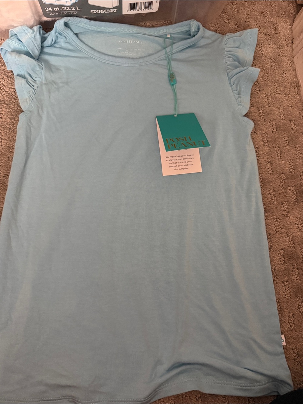 Posh Peanut Light Blue Ruffle Sleeve Short Sleeve Tee
